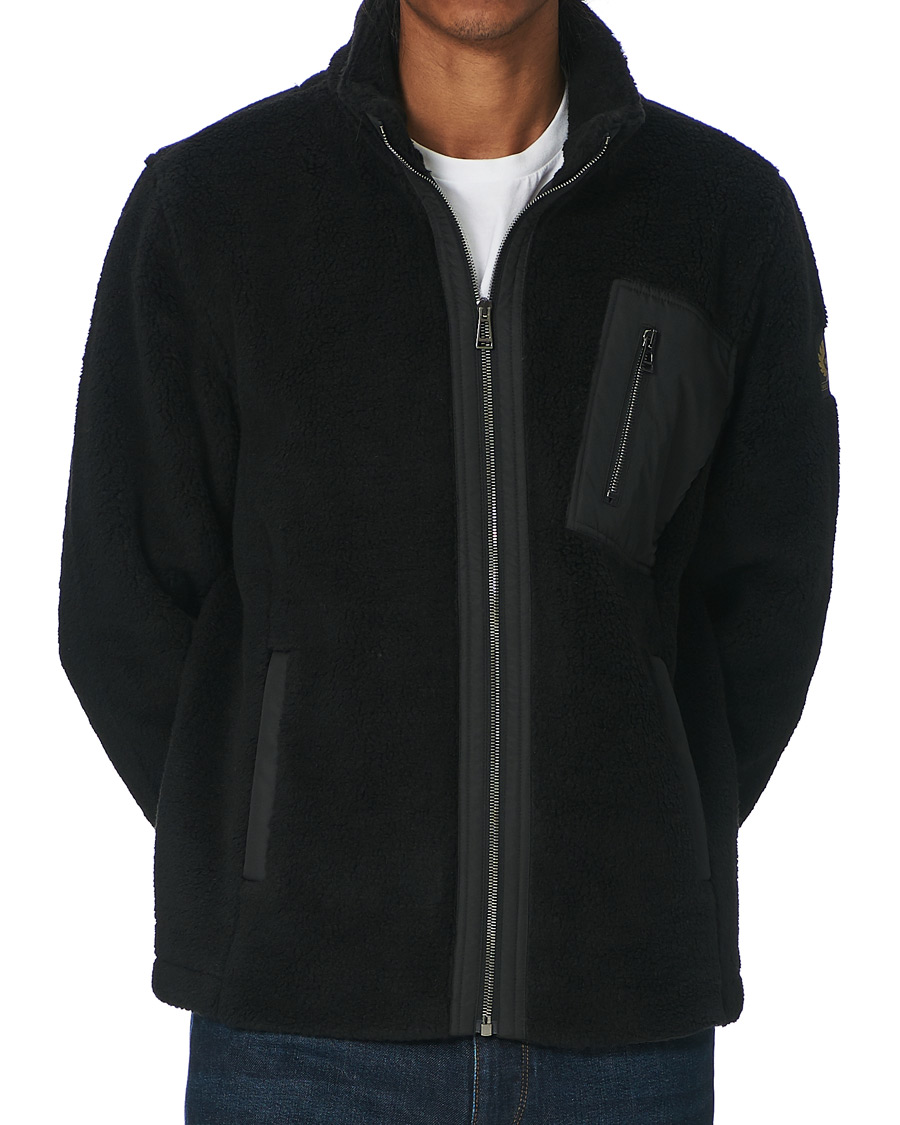 Herren | Pullover | Belstaff | Herne Full Zip Pile Fleece Black