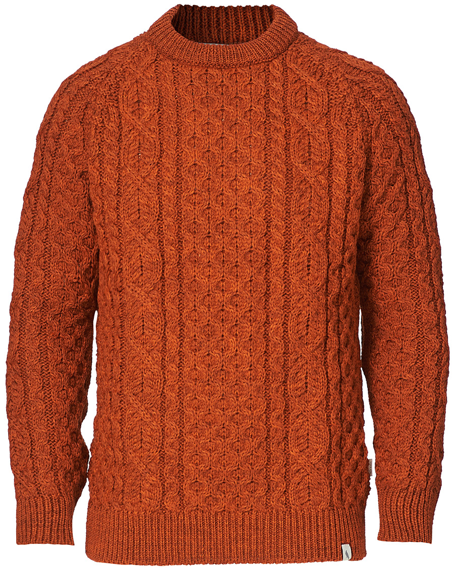 Herren | Pullover | Peregrine | Hudson Wool Aran Knitted Jumper Orange