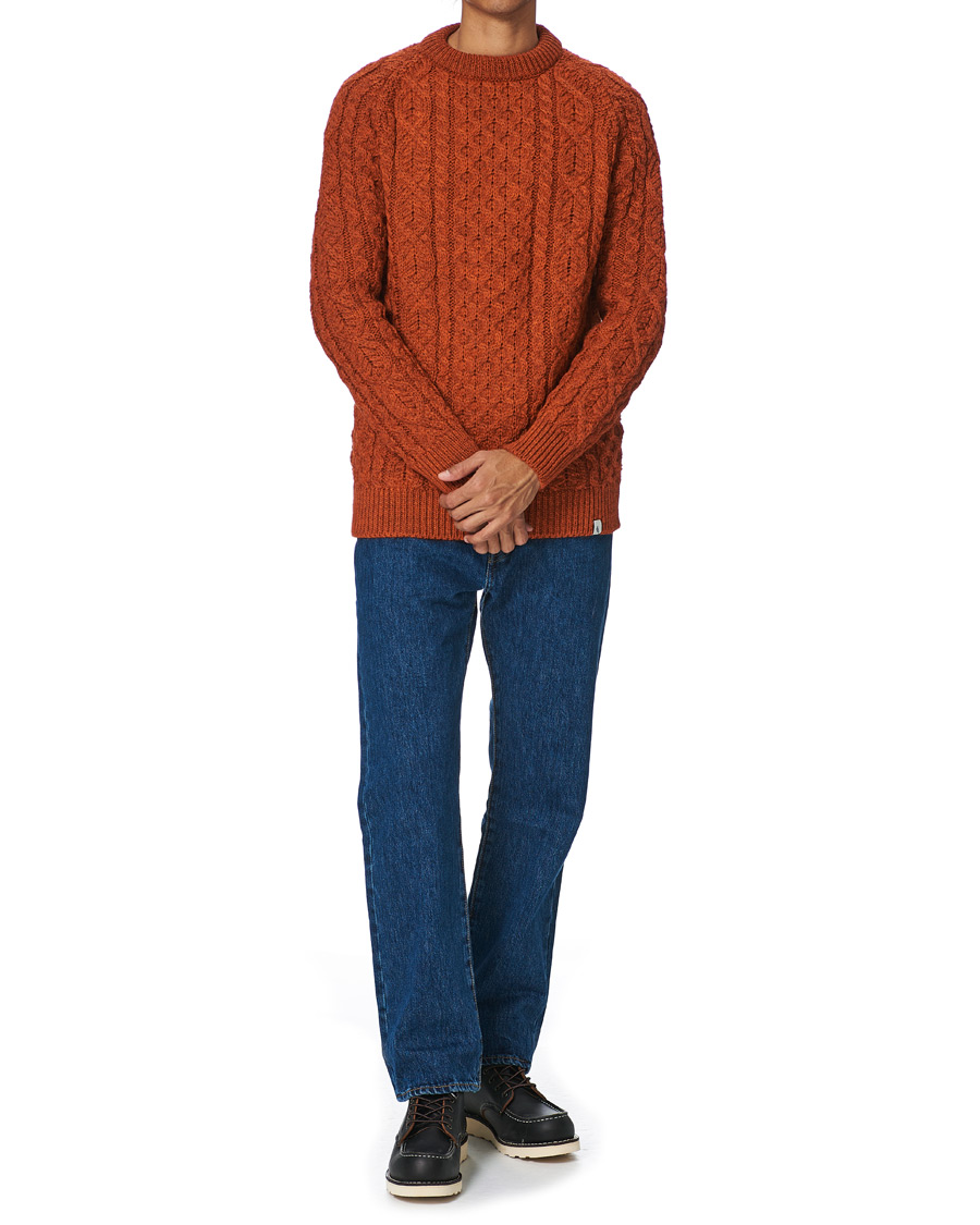 Herren | Pullover | Peregrine | Hudson Wool Aran Knitted Jumper Orange