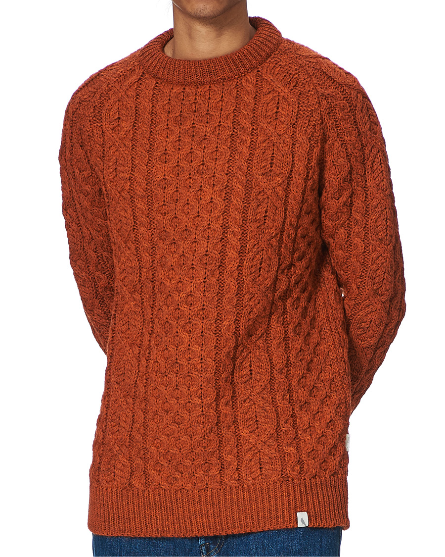 Herren | Pullover | Peregrine | Hudson Wool Aran Knitted Jumper Orange