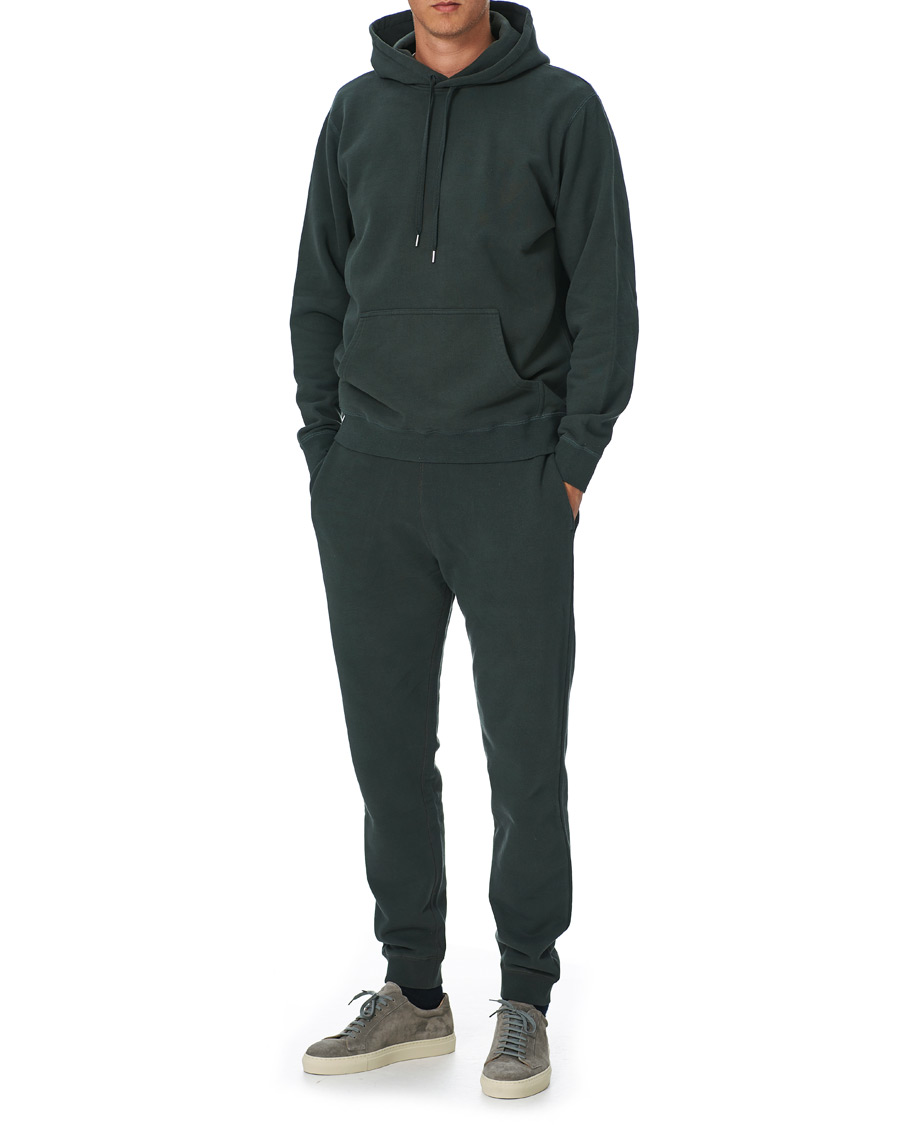 Herren | Pullover | Sunspel | Loopback Hoodie Forest Green