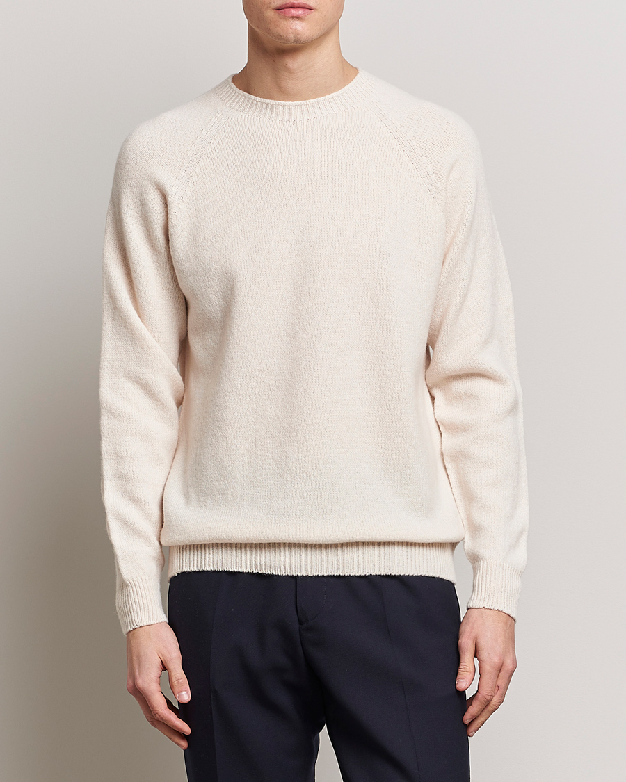 Men | Sunspel | Sunspel | Lambswool Crew Neck Ecru