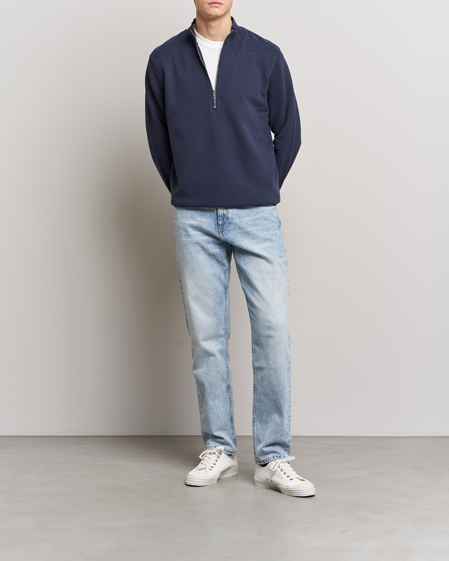 Herren | Pullover | Sunspel | Loopback Half Zip Sweatshirt Navy