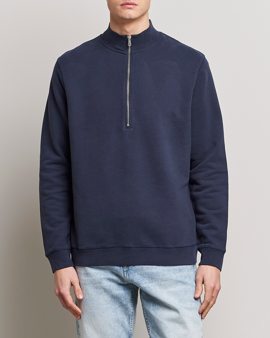 Herren | Sunspel | Sunspel | Loopback Half Zip Sweatshirt Navy