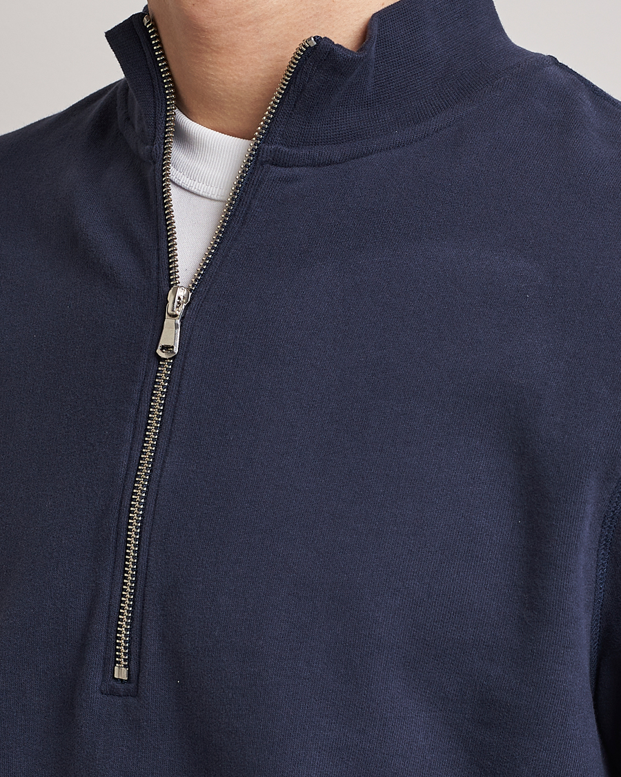 Herren | Pullover | Sunspel | Loopback Half Zip Sweatshirt Navy