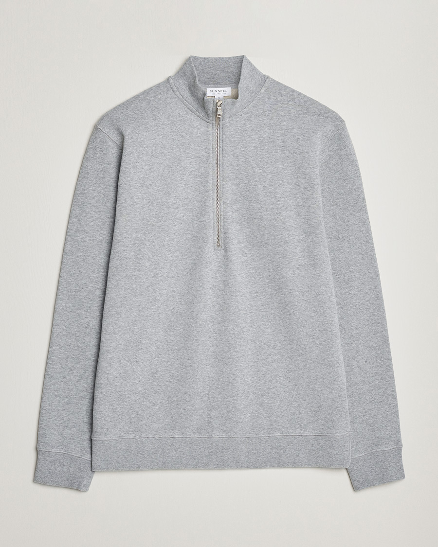 Herren |  | Sunspel | Loopback Half Zip Sweatshirt Grey Melange