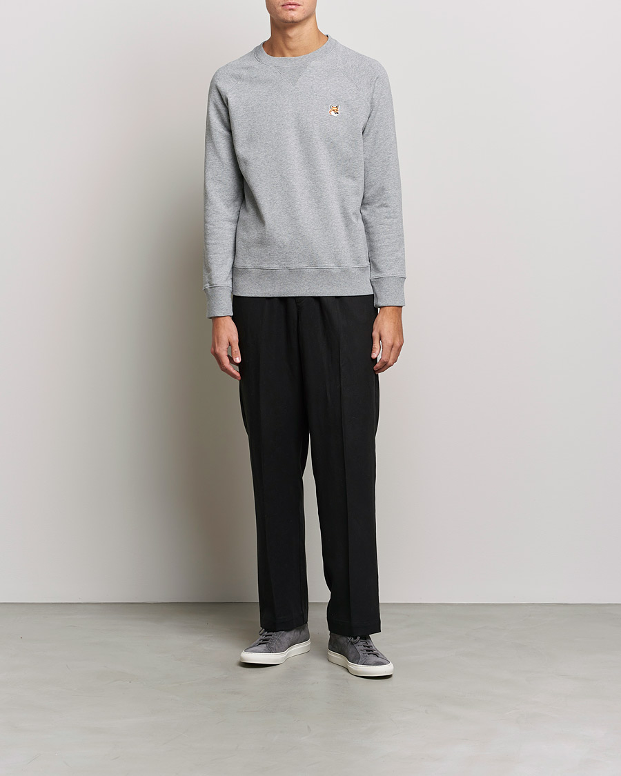 Herren | Graue Sweatshirts | Maison Kitsuné | Fox Head Sweatshirt Grey Melange