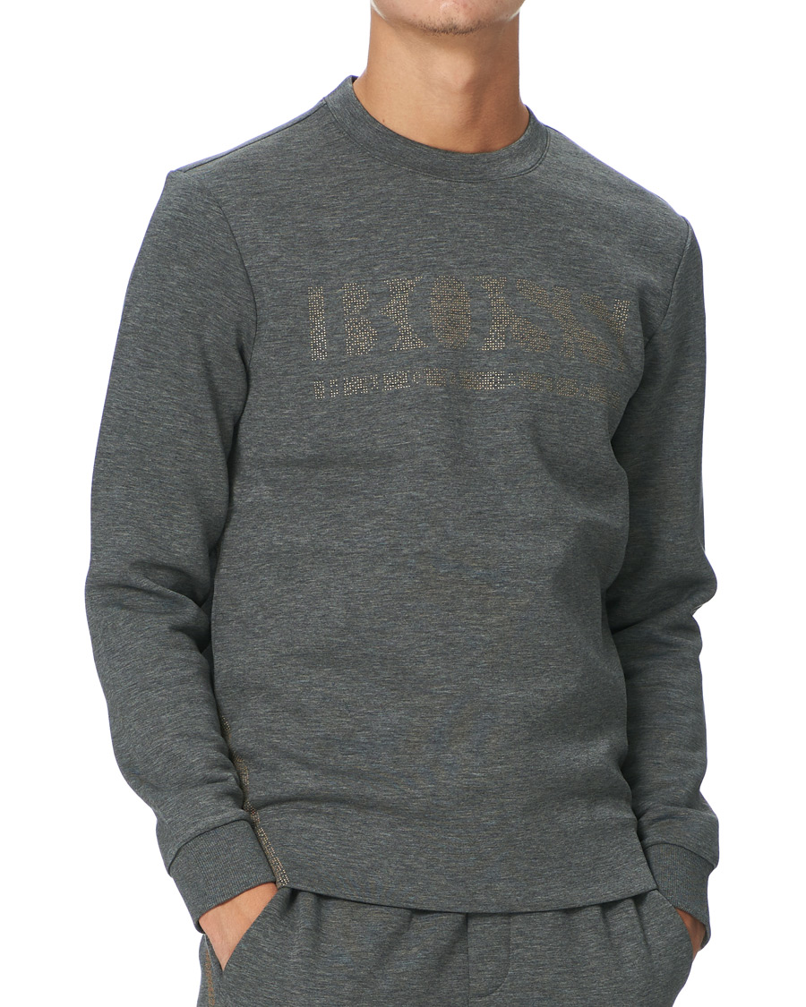Herren | Pullover | BOSS GREEN | BOSS Athleisure Salbo Iconic Crew Neck Sweatashirt Medium Grey