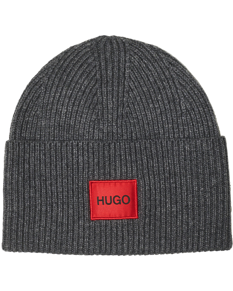Herren | HUGO Ribbed Logo Beanie Medium Grey | HUGO | Ribbed Logo Beanie Medium Grey