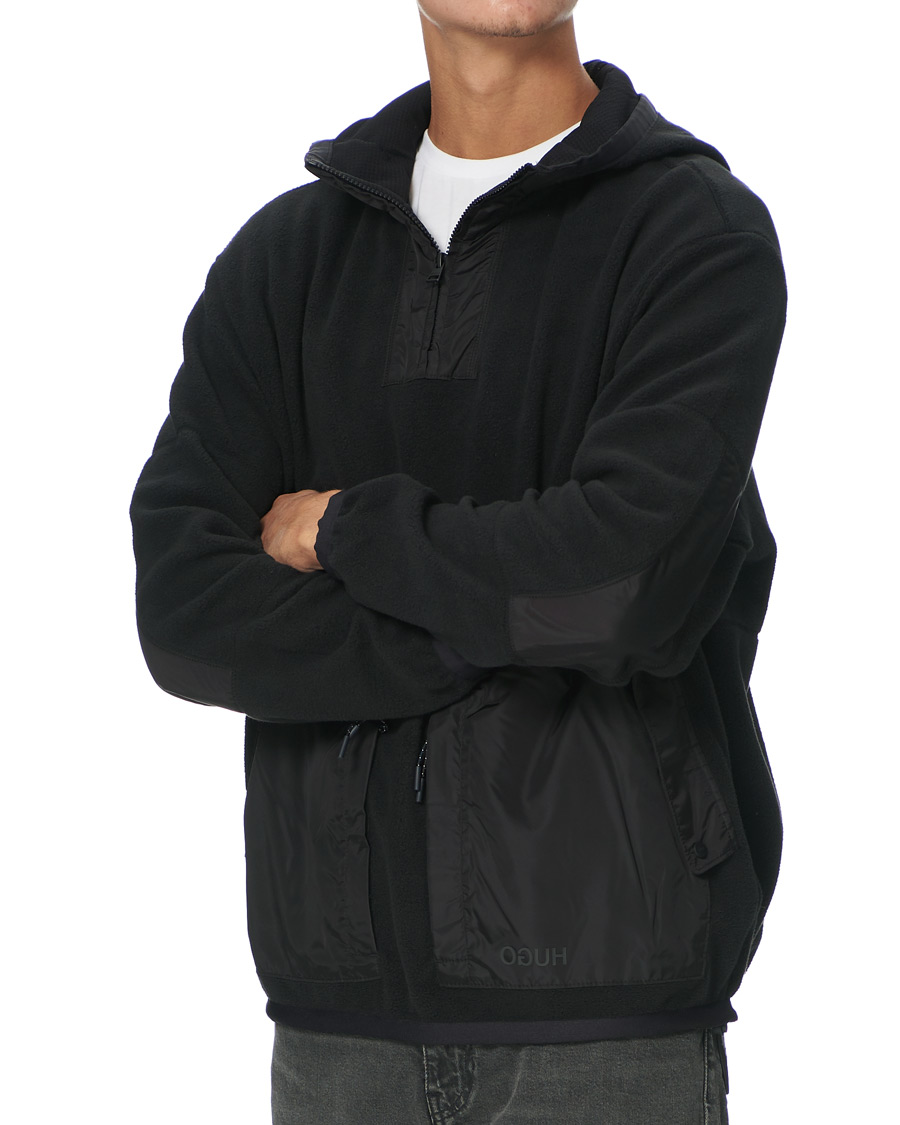 Herren | Pullover | HUGO | Daymans Fleece Half Zip Sweater Black