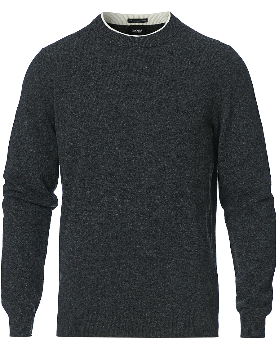Herren | Pullover | BOSS BLACK | BOSS Bacio Lambswool Crew Neck Pullover Open Grey
