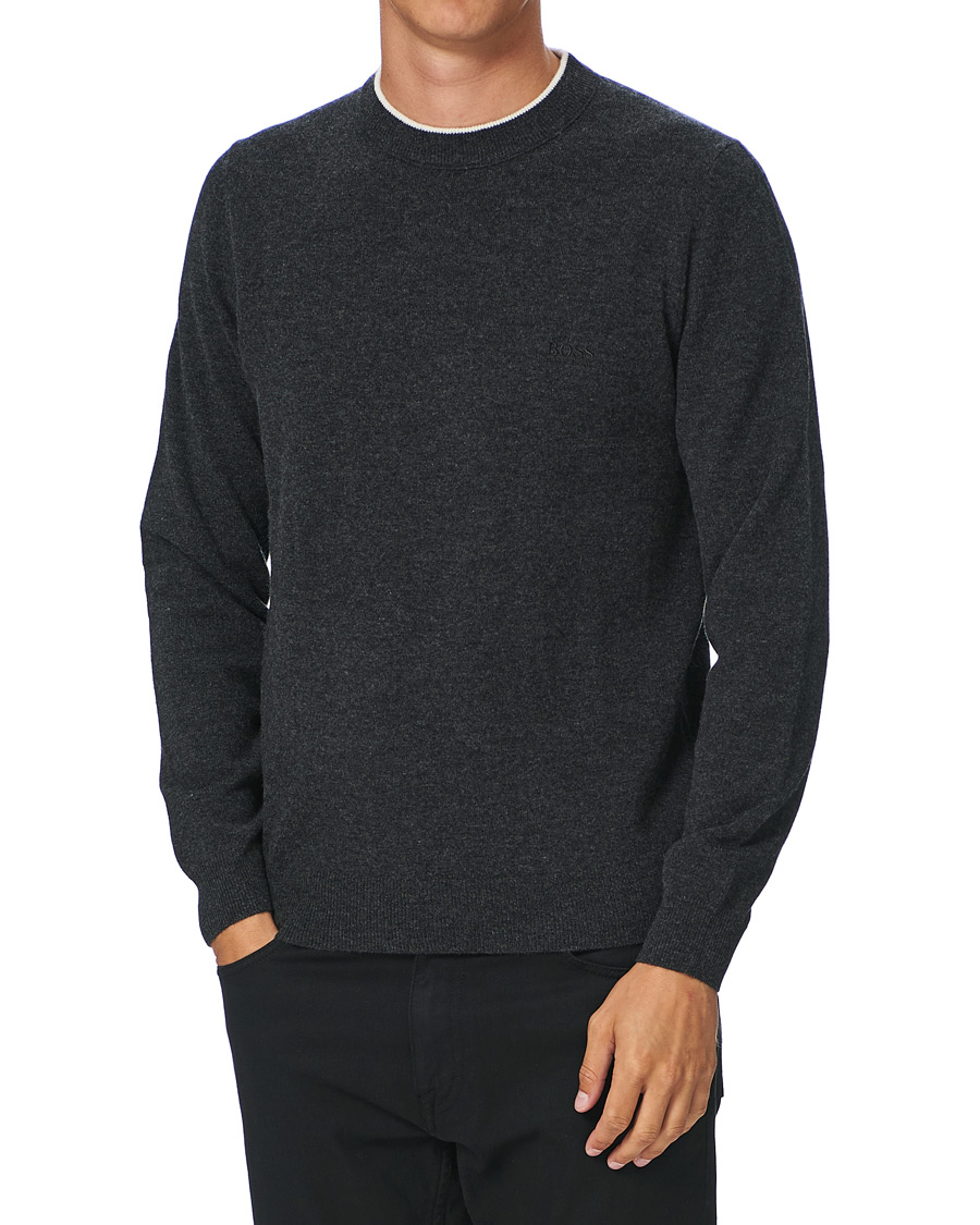 Herren | Pullover | BOSS BLACK | BOSS Bacio Lambswool Crew Neck Pullover Open Grey