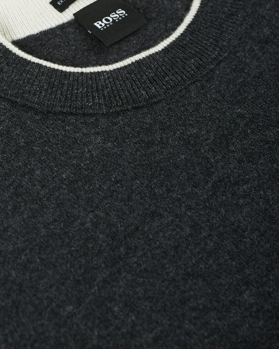 Herren | Pullover | BOSS BLACK | BOSS Bacio Lambswool Crew Neck Pullover Open Grey