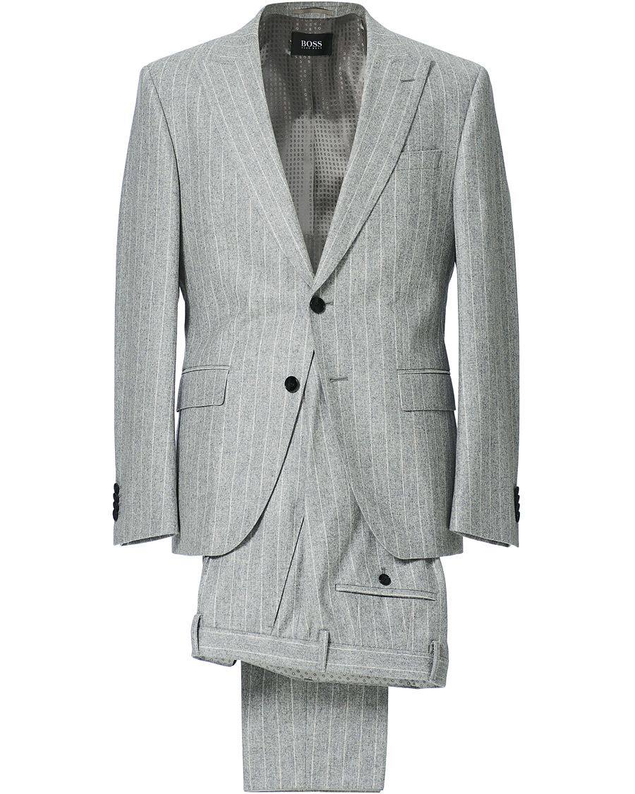 Herren | Anzüge | BOSS BLACK | BOSS Huge Wool Peak Lapel Pinstripe Suit Light Grey