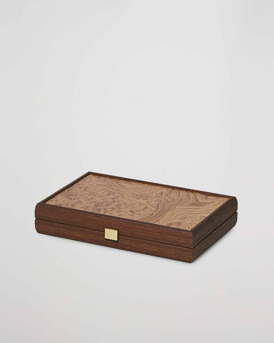 Herren | Lifestyle | Manopoulos | Walnut Burl Small Backgammon With Side Racks