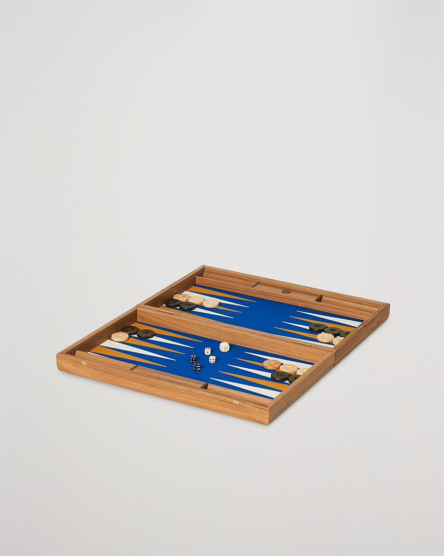 Herren | Spiel und Freizeit | Manopoulos | Walnut Royal Blue Large Backgammon