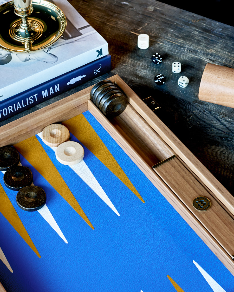 Herren | Spiel und Freizeit | Manopoulos | Walnut Royal Blue Large Backgammon