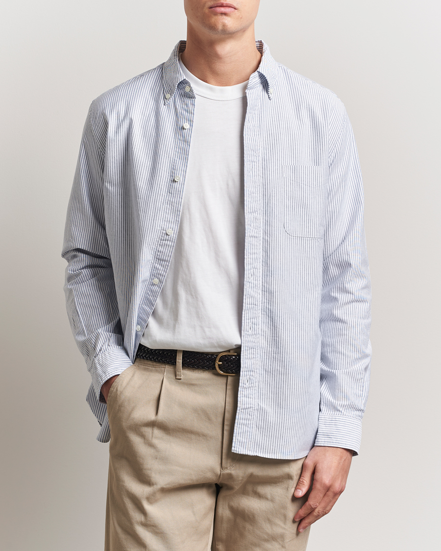 Herren | Freizeithemden | BEAMS PLUS | Oxford Button Down Shirt Blue Stripe