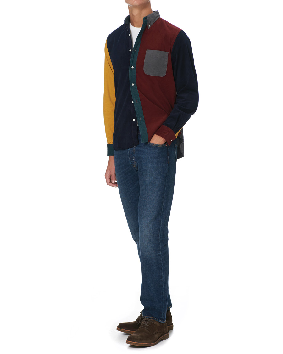 Herren | Hemden | BEAMS PLUS | Corduroy Patchwork Button Down Shirt Grey