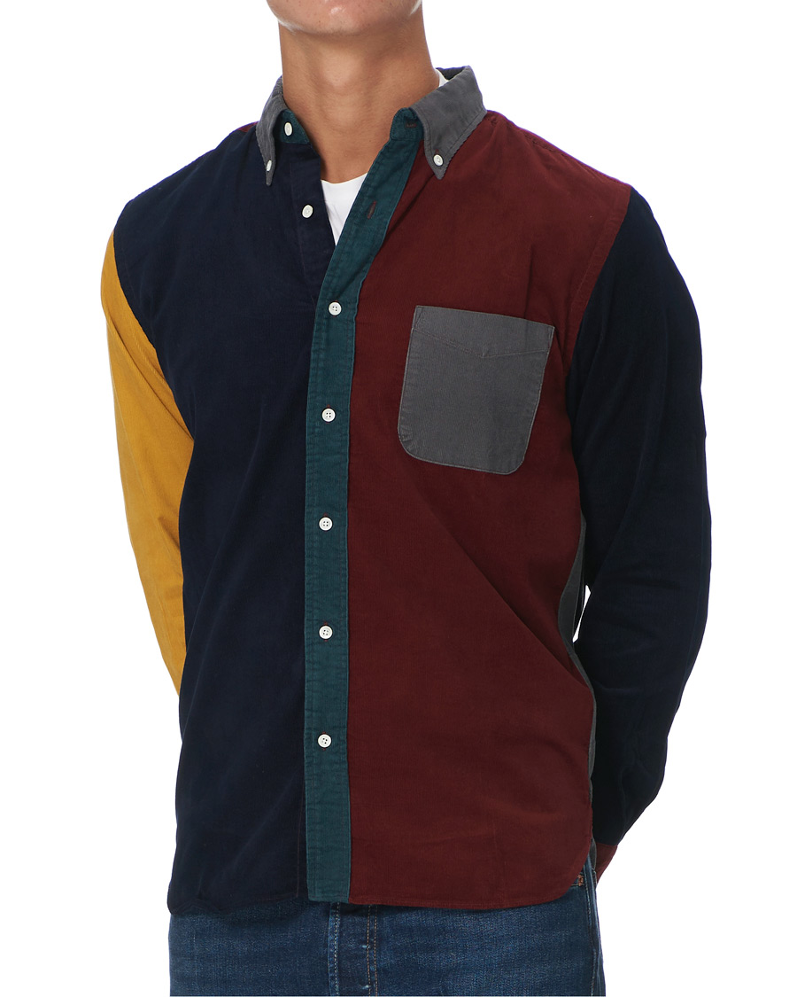 Herren | Hemden | BEAMS PLUS | Corduroy Patchwork Button Down Shirt Grey
