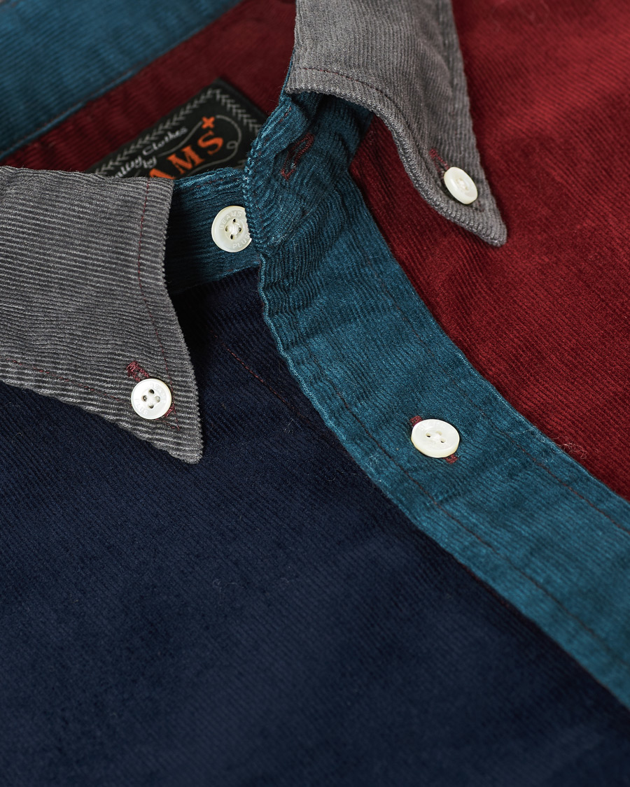 Herren | Hemden | BEAMS PLUS | Corduroy Patchwork Button Down Shirt Grey