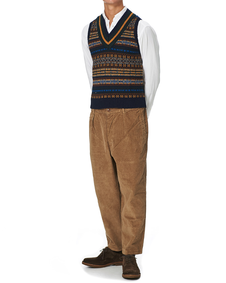 Herren | Pullover | BEAMS PLUS | Fairisle Crickett Vest Navy