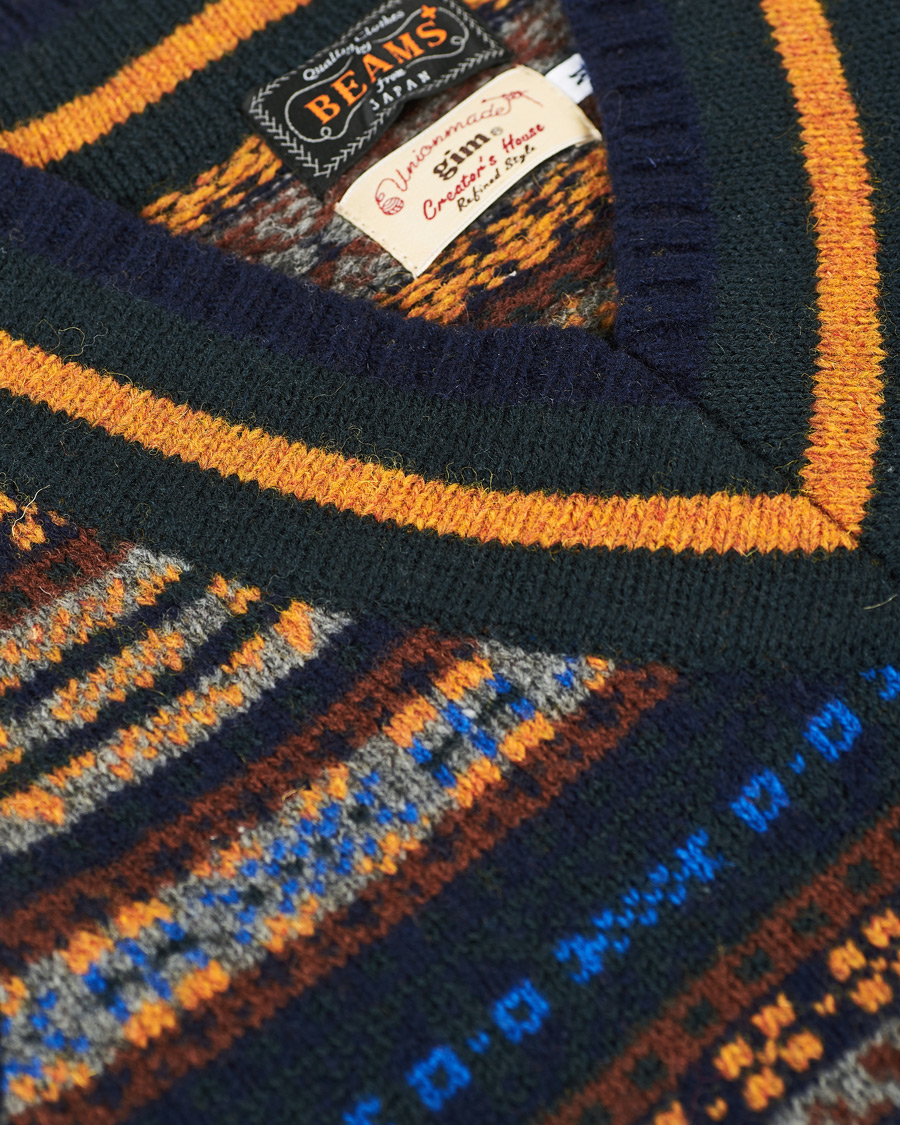 Herren | Pullover | BEAMS PLUS | Fairisle Crickett Vest Navy