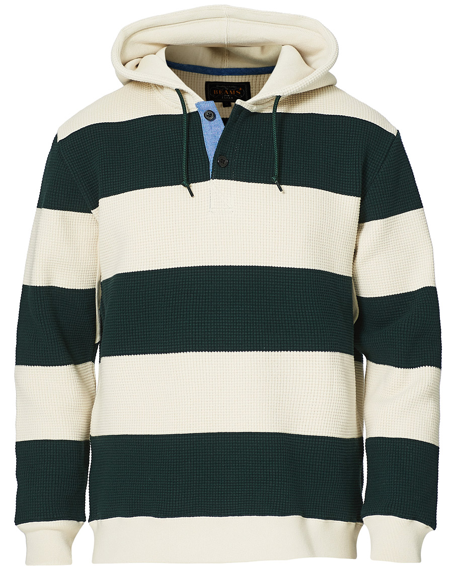 Herren | Pullover | BEAMS PLUS | Thermal Hoodie White/Green