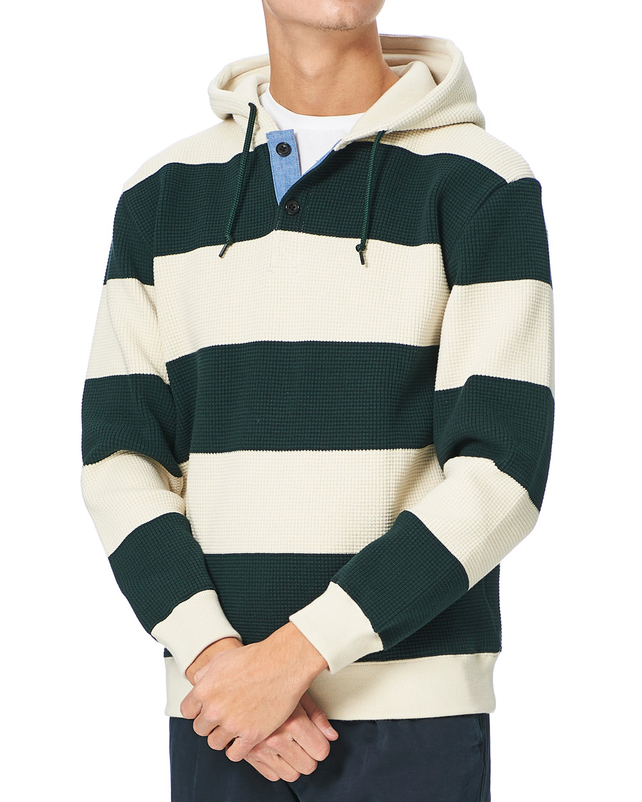 Herren | Pullover | BEAMS PLUS | Thermal Hoodie White/Green