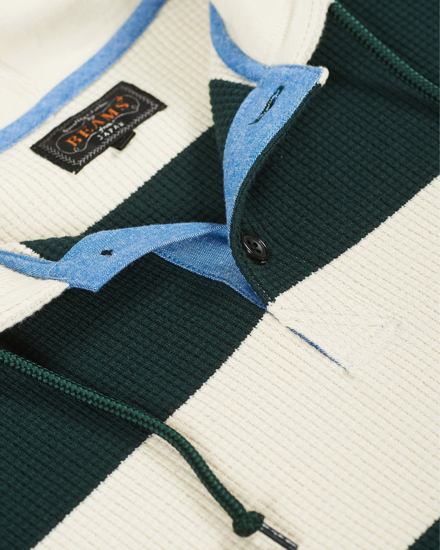 Herren | Pullover | BEAMS PLUS | Thermal Hoodie White/Green