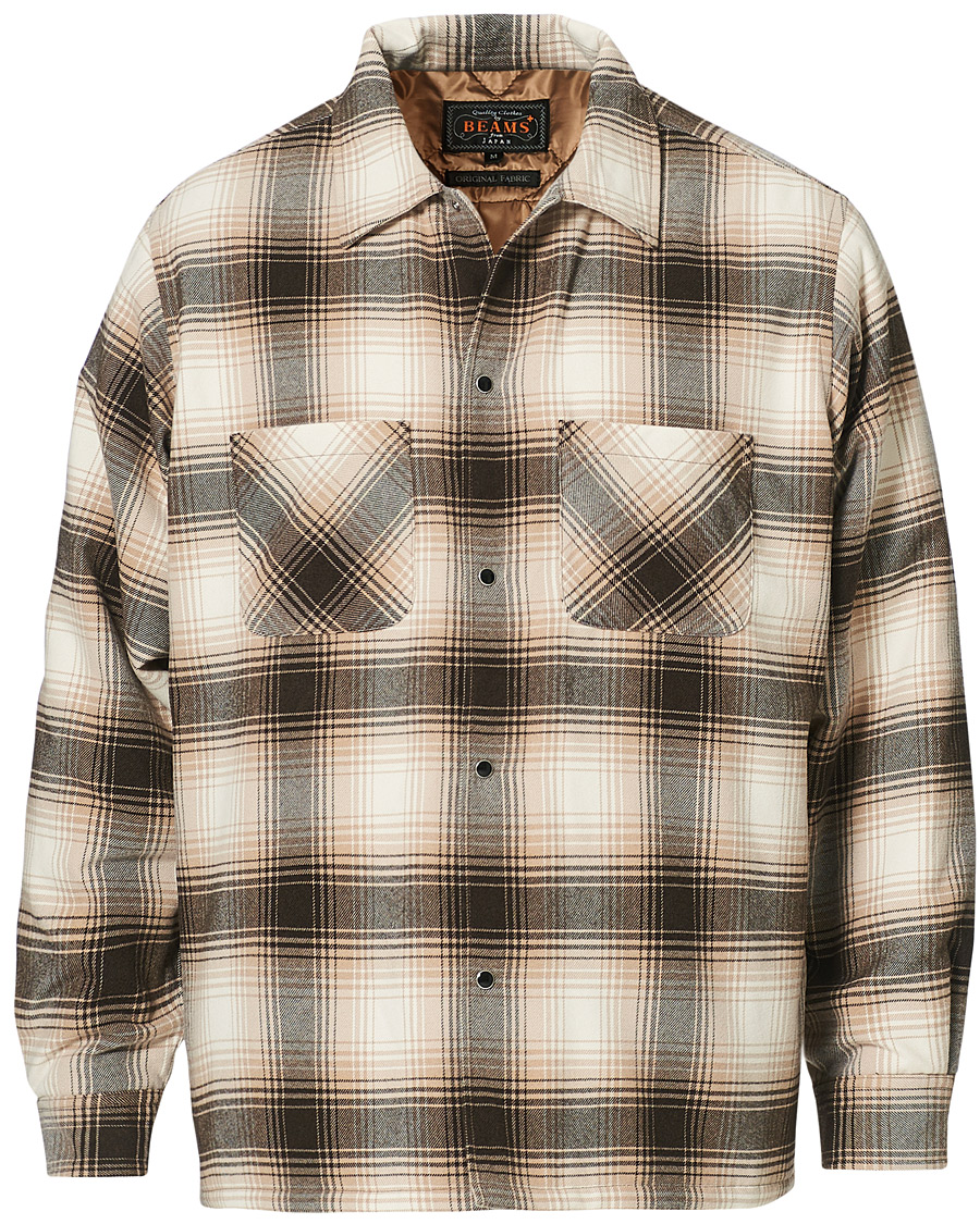 Herren | Jacken | BEAMS PLUS | Quilted Open Collar Jacket Brown Check