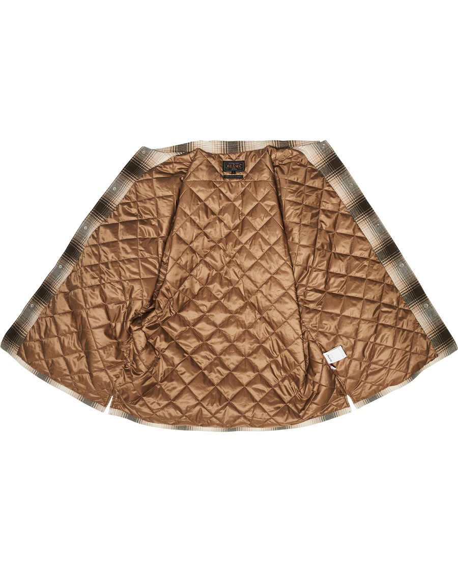 Herren | Jacken | BEAMS PLUS | Quilted Open Collar Jacket Brown Check