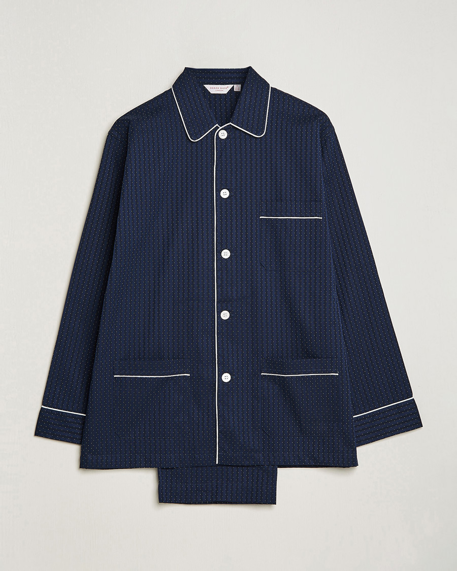 Herren | Schlafanzüge & Bademäntel | Derek Rose | Royal Piped Cotton Pyjama Set Navy