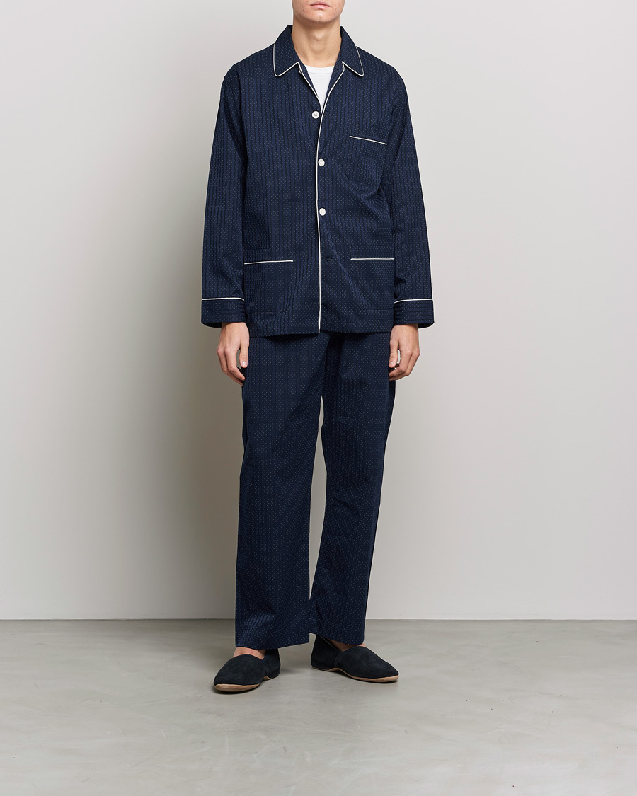 Herren | Schlafanzüge & Bademäntel | Derek Rose | Royal Piped Cotton Pyjama Set Navy