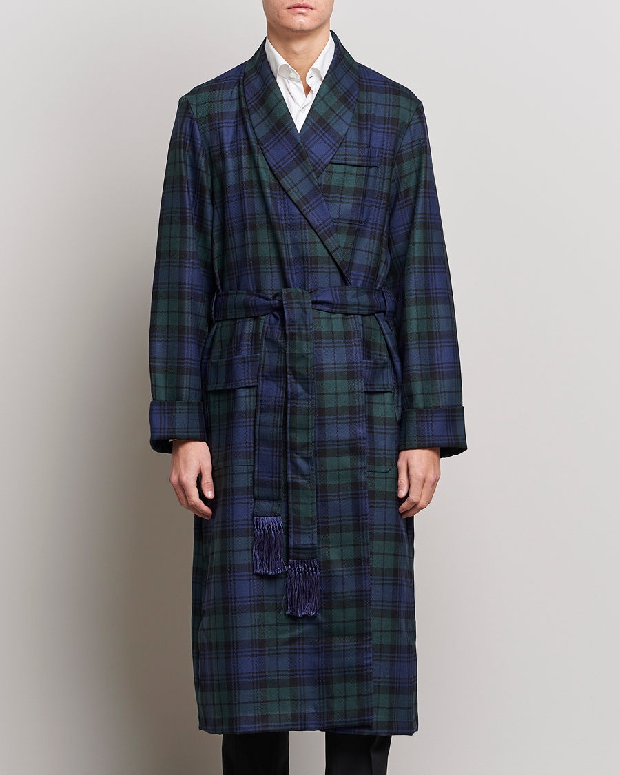 Herren | Loungewear-Abteilung | Derek Rose | Wool Tartan Dressing Gown Blackwatch