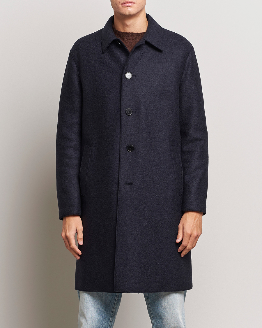 Herren | Winterjacken | Harris Wharf London | Pressed Wool Mac Coat Navy