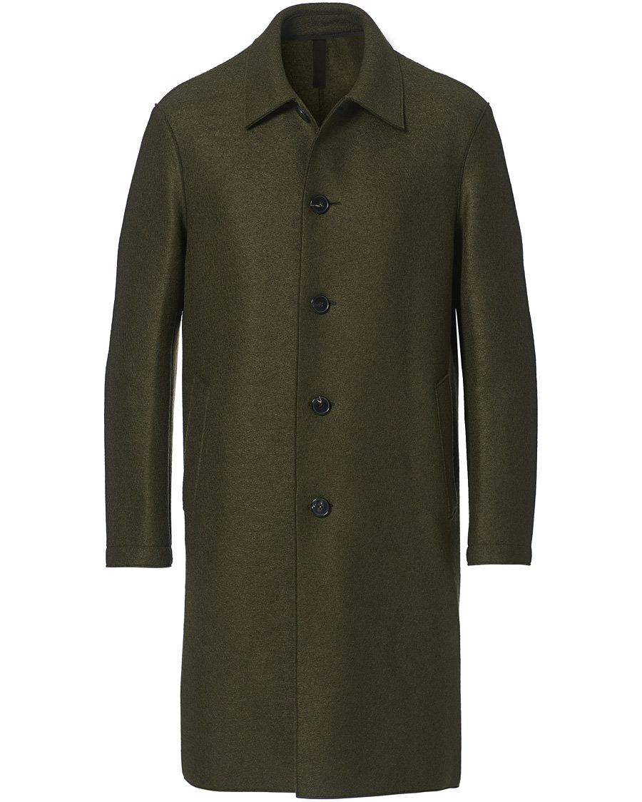 Herren | Jacken | Harris Wharf London | Pressed Wool Mac Coat Moss Green