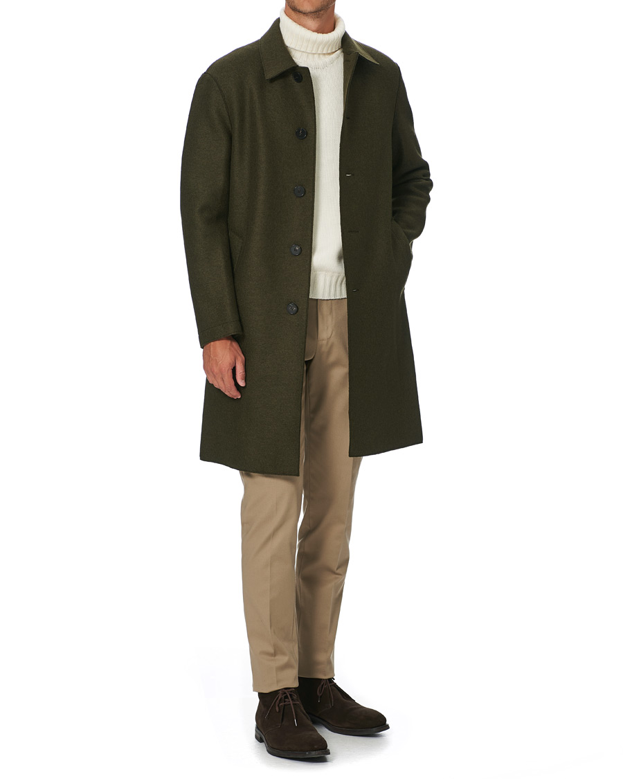 Herren | Jacken | Harris Wharf London | Pressed Wool Mac Coat Moss Green