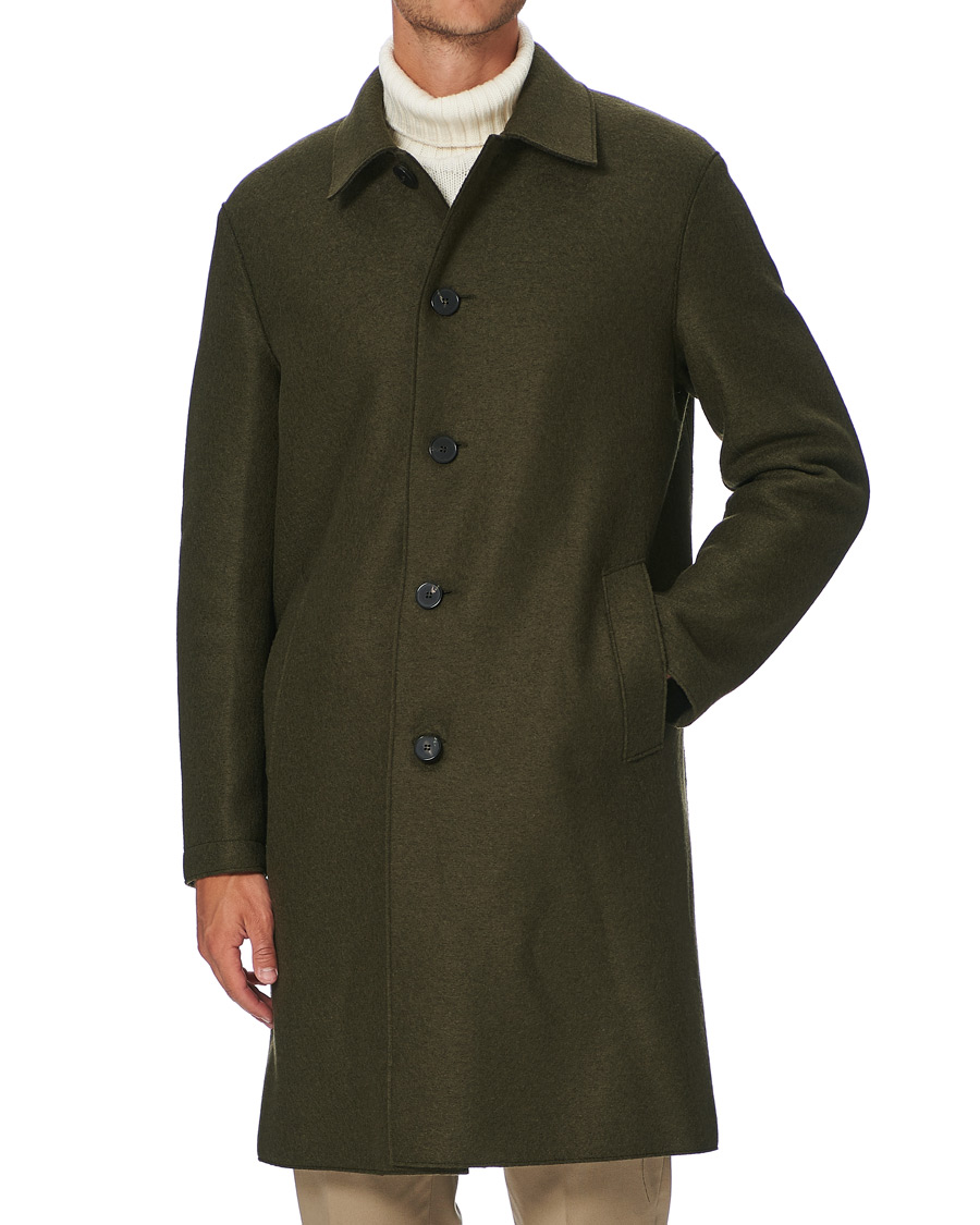 Herren | Jacken | Harris Wharf London | Pressed Wool Mac Coat Moss Green