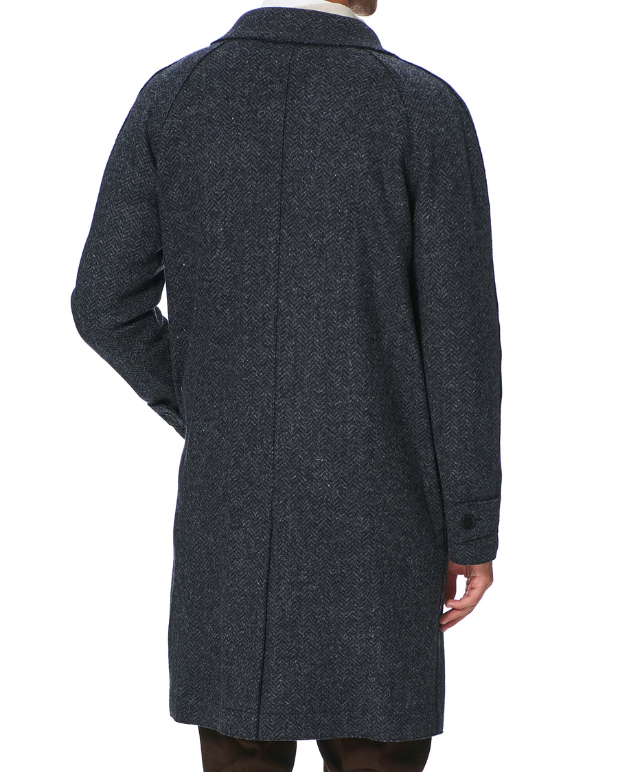 Herren | Jacken | Harris Wharf London | Herringbone Fly Front Raglan Coat Grey Blue