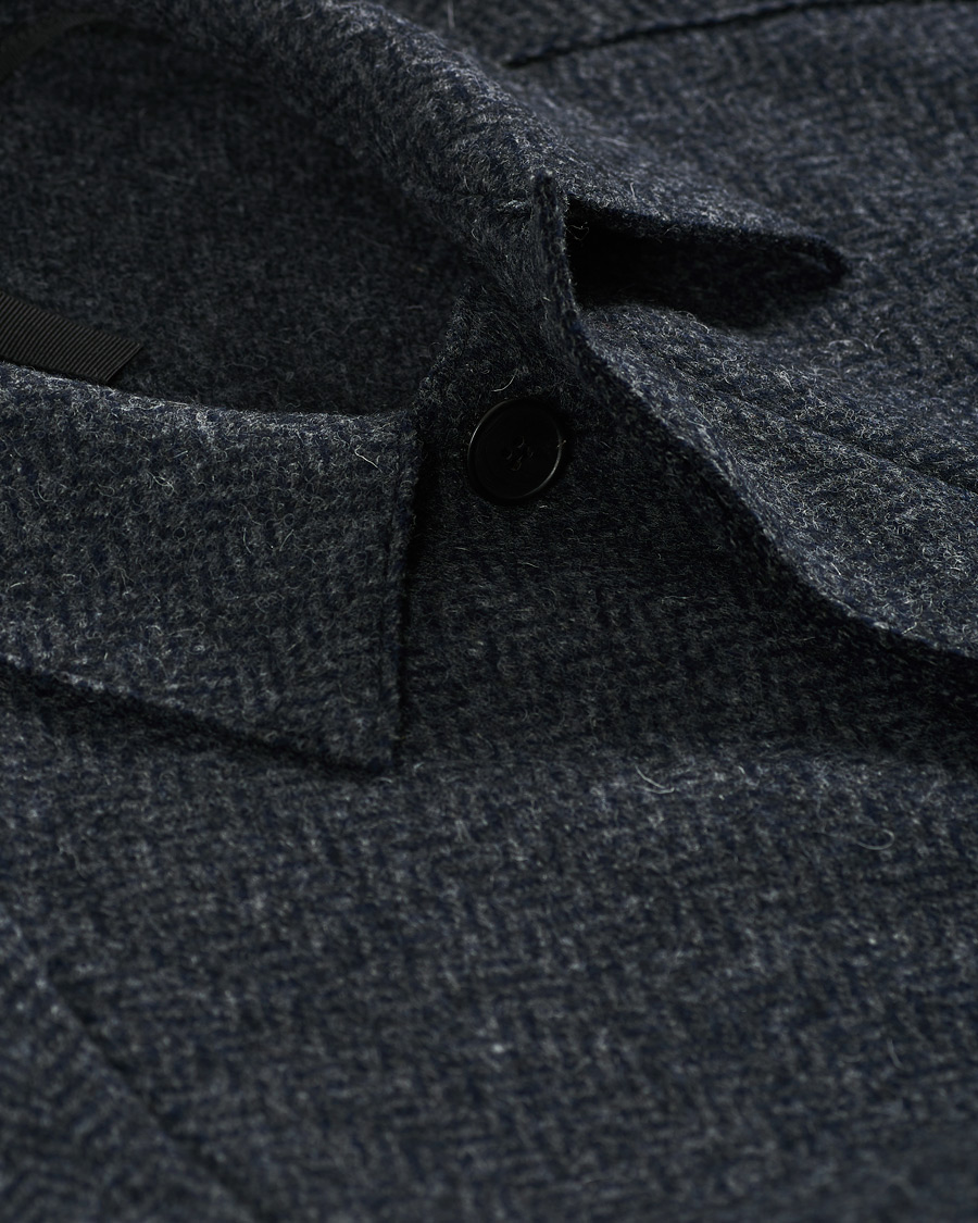 Herren | Jacken | Harris Wharf London | Herringbone Fly Front Raglan Coat Grey Blue