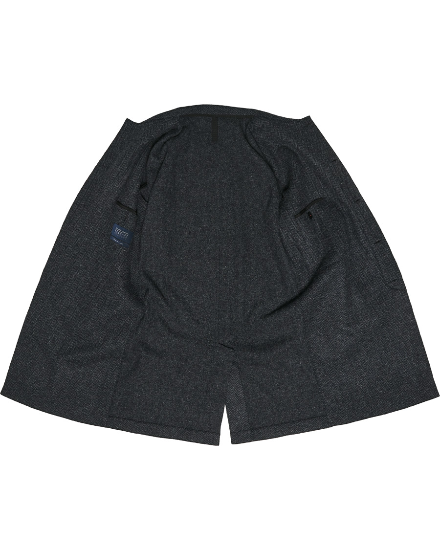 Herren | Jacken | Harris Wharf London | Herringbone Fly Front Raglan Coat Grey Blue