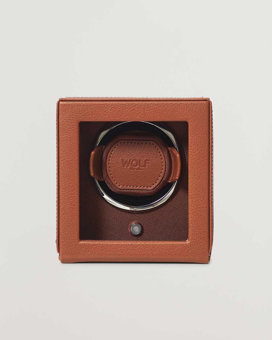 Herren | Uhren- und Schmuckkasten | WOLF | Cub Single Winder With Cover Cognac