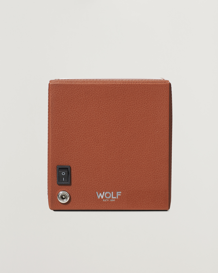 Herren | Uhren- und Schmuckkasten | WOLF | Cub Single Winder With Cover Cognac