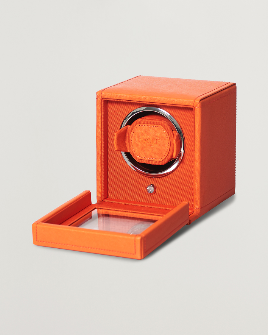 Men | Watch & Jewellery Boxes | WOLF | Cub Single Winder With Cover Orange