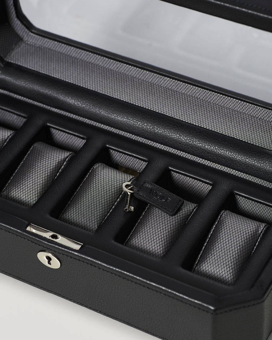 Herren | Uhren- und Schmuckkasten | WOLF | Windsor 5 Piece Watch Box Black/Grey