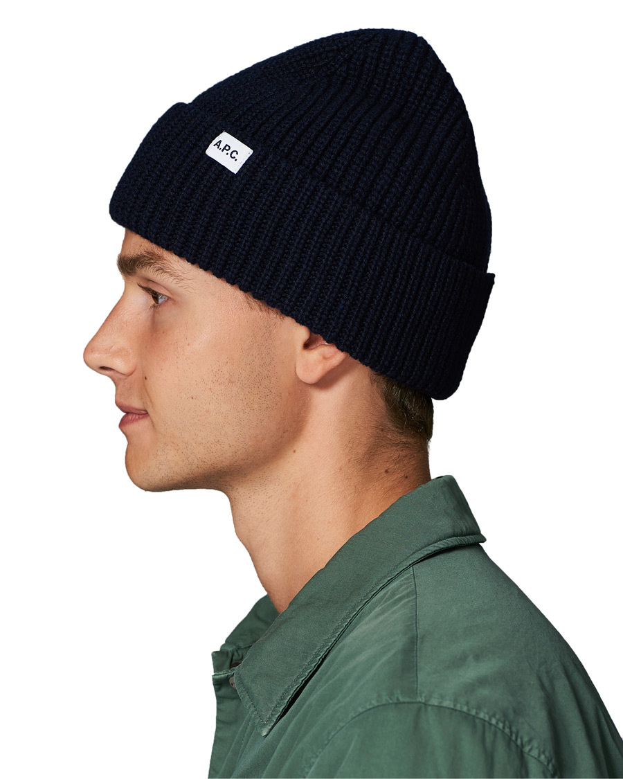 Herren | A.P.C. Rib Wool Beanie Navy | A.P.C. | Rib Wool Beanie Navy