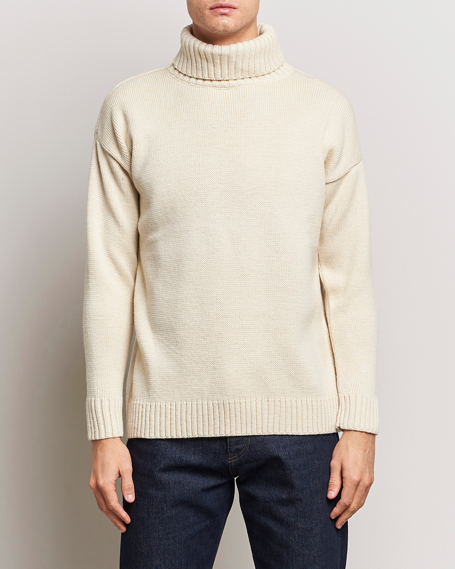 Herren | | Gloverall | Submariner Chunky Wool Roll Neck Ecru
