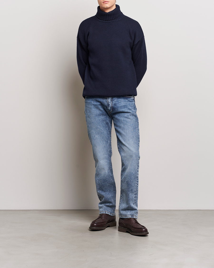 Herren | Pullover | Gloverall | Submariner Chunky Wool Roll Neck Navy