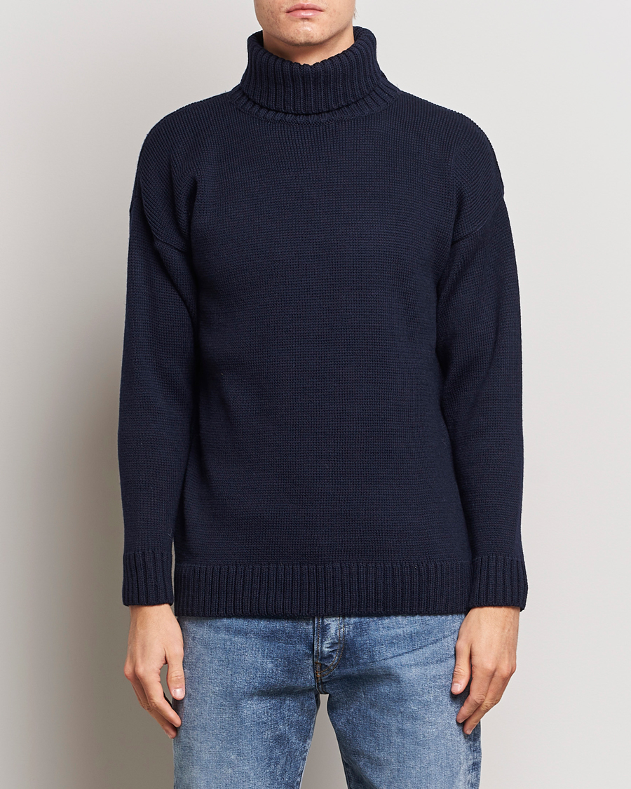 Herren |  | Gloverall | Submariner Chunky Wool Roll Neck Navy